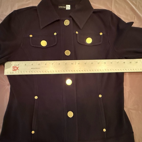 Saks Fifth Avenue Navy/Gold Button Lightweight Jacket Size 10 MSRP $198 - Picture 5 of 9